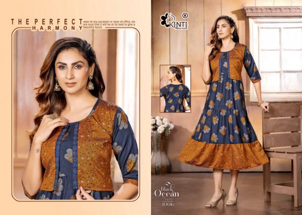 Kinti Black Ocean Vol 10 Rayon Designer Long Kurti Collection